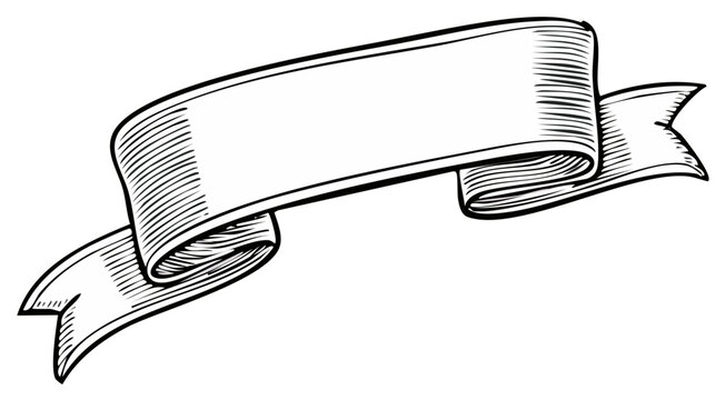 Elegant black and white vintage style ribbon banner illustration with blank space ideal for text or graphic design element