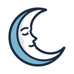 Crescent Moon Face Icon.