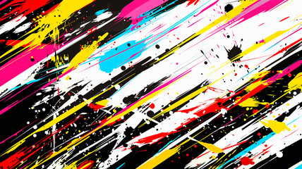 鮮やかな色彩で表現した若者の反抗と爆発的な痛みの抽象アート