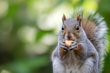 Obraz premium Squirrel Eating Nut in Forest