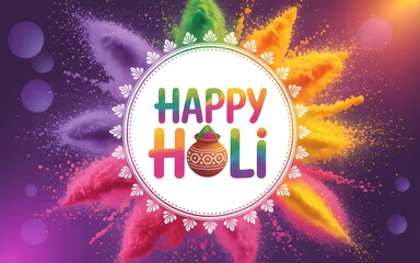 Happy Holi Celebration with Colorful Powder Explosion and Pot festival India