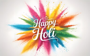 Happy Holi Festival Of Colors Powder Explosion White Background color powder