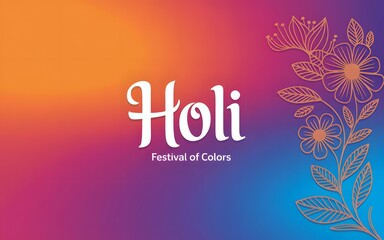 Holi Festival of Colors with Gradient Background and Floral Design celebration India