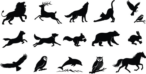 Collection of animal silhouettes in various poses © mdkamran