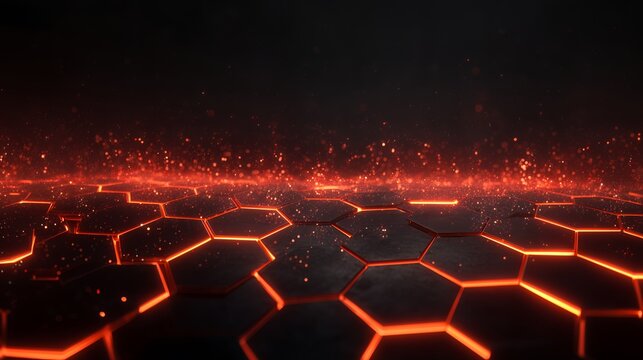 Hexagonal Firewall Grid &ndash; Secure Digital Network Surface with Cyber Security Architecture on Dark Background