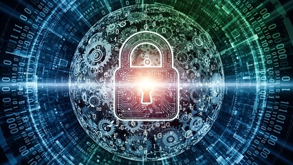 A futuristic digital globe made of binary code representing a connected global technology network