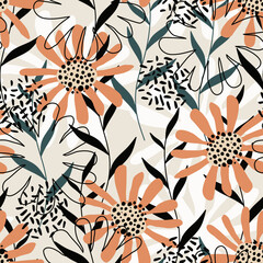 Colorful scandinavian seamless vector pattern. Ideal for wallpaper, surface textures, textiles