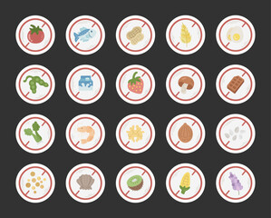 Allergen warning set in scandinavian style featuring food restriction symbols allergy intolerance labels information packaging nutrition communication public health
