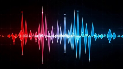 Vibrant colorful sound wave pattern on dark background, abstract audio visualization, futuristic digital signal processing, motion graphics element, vibrant tech design
