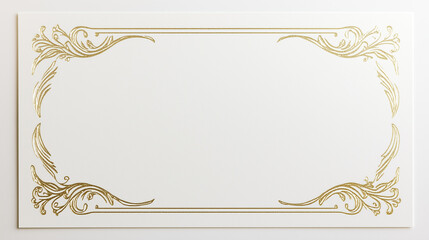 A gold framed white card with a gold border