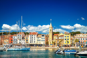 Fototapeta premium Sanary sur Mer. France. Town of Sanary sur Mer colorful waterfront view