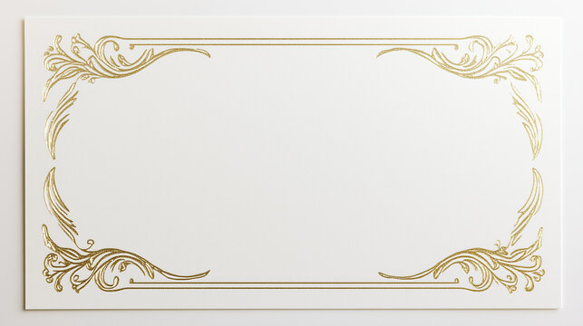 A gold framed white card with a gold border
