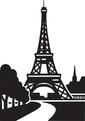 Obraz premium Paris Silhouette: Eiffel Tower, River & Cityscape