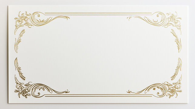 A gold framed white card with a gold border
