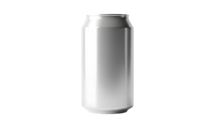 Isolated silver beer soda can on transparent background