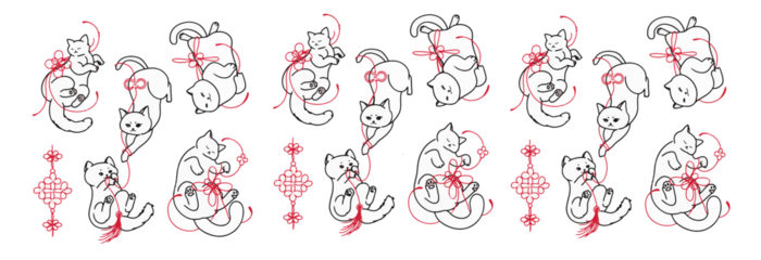 Vector Template   Chinesee cat character fabric motifs pattern design with flat design 
