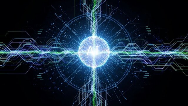 Glowing blue ai technology background with neon lines and circuits, futuristic digital illustration for innovation and artificial intelligence concepts - Powered by Adobe