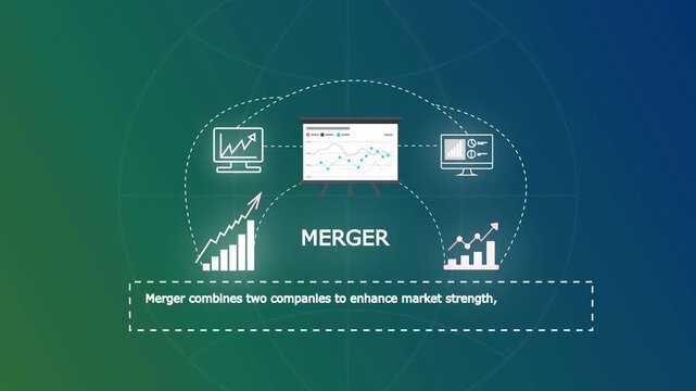Business Merger Concept Demonstrating Strategic Integration, Corporate Expansion And Market Strength Growth.