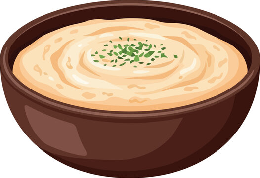 Ramadan Saudi Traditional Hummus Bowl Vector Clipart for Iftar Food Design