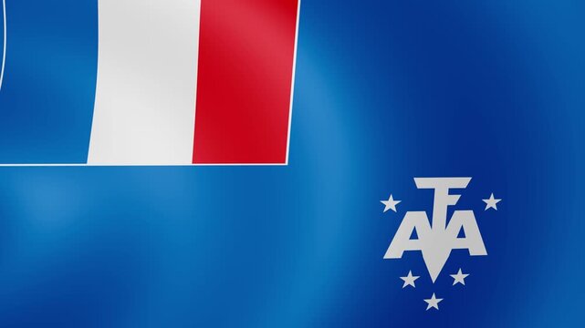 4K Loop French Southern and Antarctic Lands Waving Flag Animation