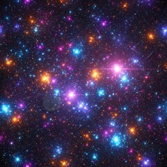 Galaksi yang semarak dengan bintang-bintang dan benda-benda langit berwarna-warni.