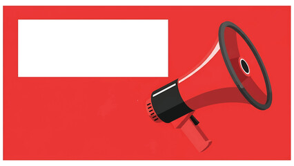 A vibrant graphic, featuring a red megaphone and a white rectangular space set against a textured red background, great for message
