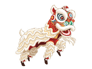 Traditional Chinese Lion Dance Costume Illustration for Celebrations