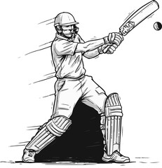 Cricket Batsman Line Art Vector