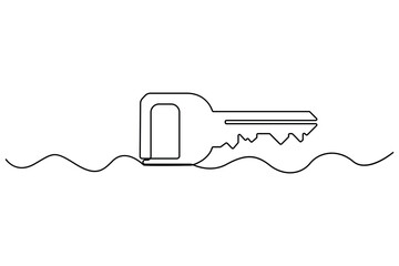 Fototapeta premium Continuous one line drawing of key for security and access concept 