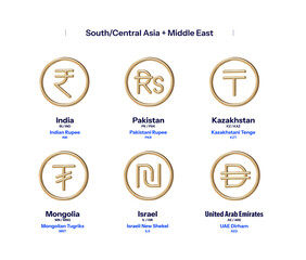 Gold Circular Rounded Type Currency Icon [South/Central Asia + Middle East] 