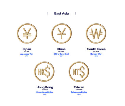 Gold Circular Rounded Type Currency Icon [East Asia] 