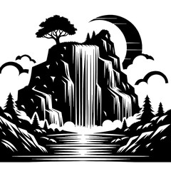 waterfall in the mountains