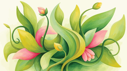 A beautiful floral arrangement with pink flowers and green leaves on a white background, perfect for decoration and design with nature