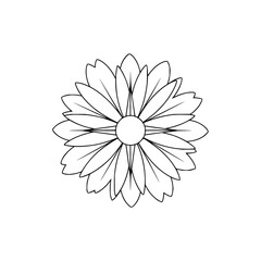 Black and White Topographic Snowflake Design on White Background with isolated and abstract and line art in illustration symmetry for geometric