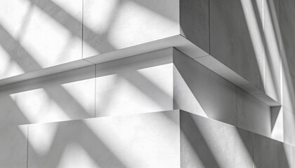 Obraz premium Window-Lighted White Wall Shadows - Minimalist Empty Room Interior, Sunlight Streaming Through - Abstract Concept: Perfect for Modern Architecture & Design Projects