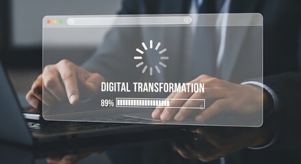 Digital transformation progress loading bar concept business technology innovation success rate