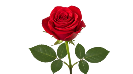 A vibrant red rose isolated on transparent background