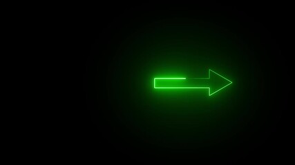 A glowing blue neon arrow light bulb sign featuring a 3d digital technology concept design with green glowing text and a vector icon symbol isolated on a black night background - Powered by Adobe