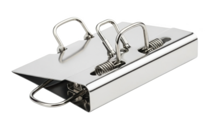 Polished Metal Spring Loaded Binder Clip Mechanism with Silver Rings steel chrome