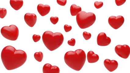 Red hearts isolated on transparent background