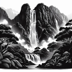 waterfall in the mountains