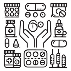 WebPills and Pharmacy rounded Linear icon stock illustration