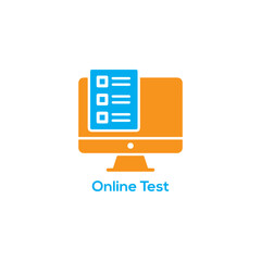 Fototapeta premium Online Test Icon With Computer Screen And Checklist, E Learning Exam, Remote Assessment, Digital Quiz Education Design Concept Symbol