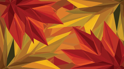 Vibrant autumn leaves in shades of orange, red, and yellow, arranged in a geometric pattern, creating a colorful and dynamic with warm