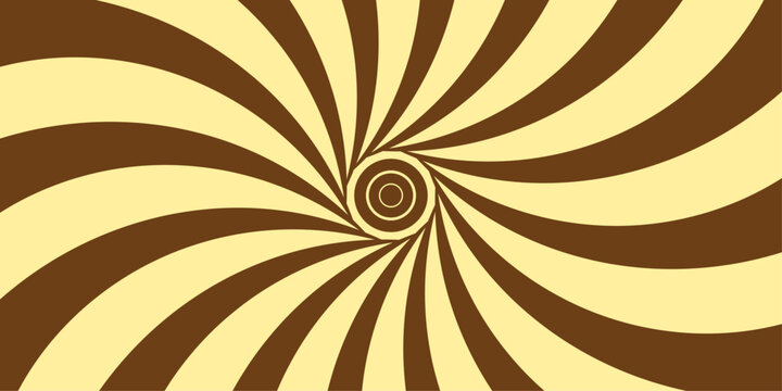 retro brown cream spiral swirl abstract background with bold radial curves hypnotic motion.