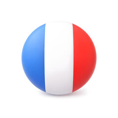 3D Circular France Flag on a White Background
