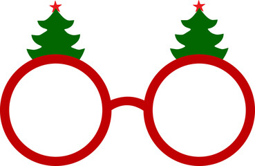 Christmas Tree Glasses Clipart , Funny Holiday Eyewear Flat