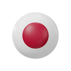 3D Circular Japan Flag on a White Background