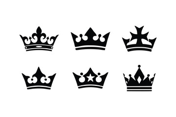 crown logo clipart designs set some designs. king or queen crown silhouettes on the white background 