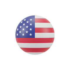3D Circular USA Flag on a White Background